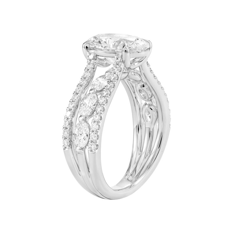 Oval Lab Grown Diamond 4ctw. Three Row Engagement Ring in 14k White Gold image number null